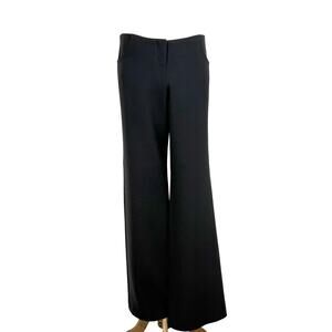 LaQuan Smith Low Rise Flared Pants Trousers Black Stretch Wool XL NWT